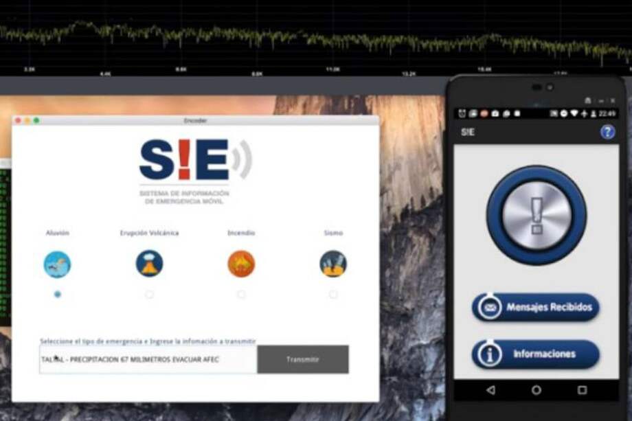 Ante un desastre natural, la institución de emergencia envía un mensaje por ondas de radio a la población afectada. Esta lo recibe en su celular, donde una aplicación lo convierte en mensaje de texto. / SIE / YouTube