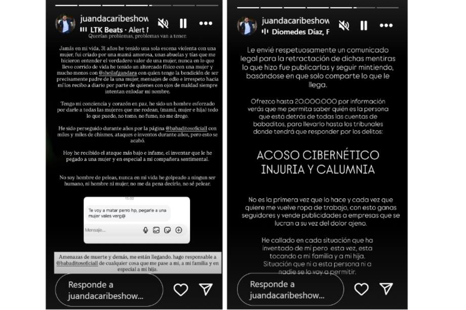 Estas fueron las publicaciones con las que Juanda Caribe respondió a la falsa noticia que, según él, fue difundida con la intención de afectar su buena imagen.