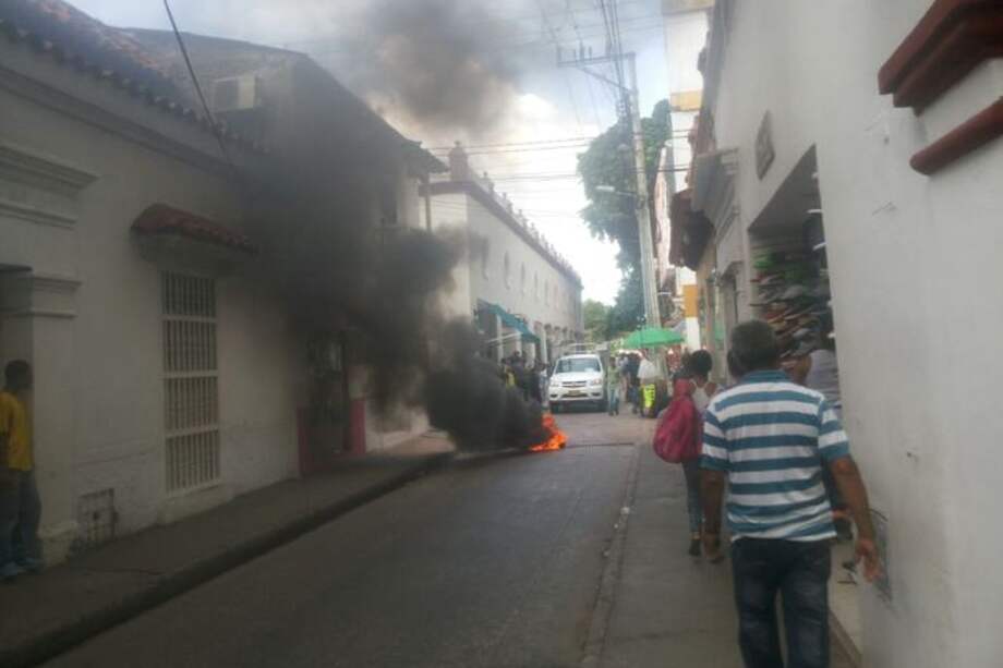 Protestas contra Electricaribe en centro de Cartagena