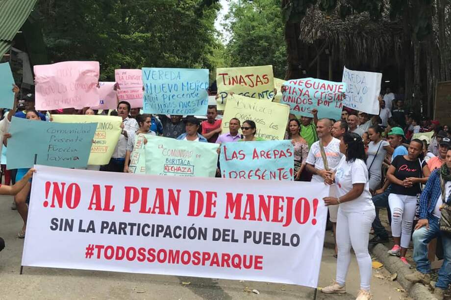 Habitantes de la zona protestaron contra el Plan de Manejo del Parque Tayrona. / Cortesia comunidad del Tayrona