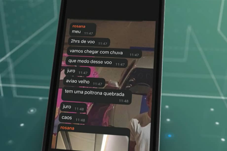 Pantallazo de los mensajes de la joven a su familia: “Tengo mucho miedo de este vuelo, lo juro, es un avión viejo. Hay un asiento roto, caos”.