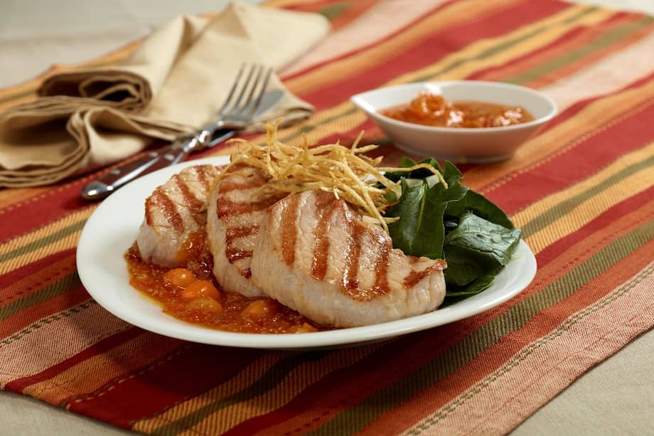 Medallones de lomo de cerdo al horno.