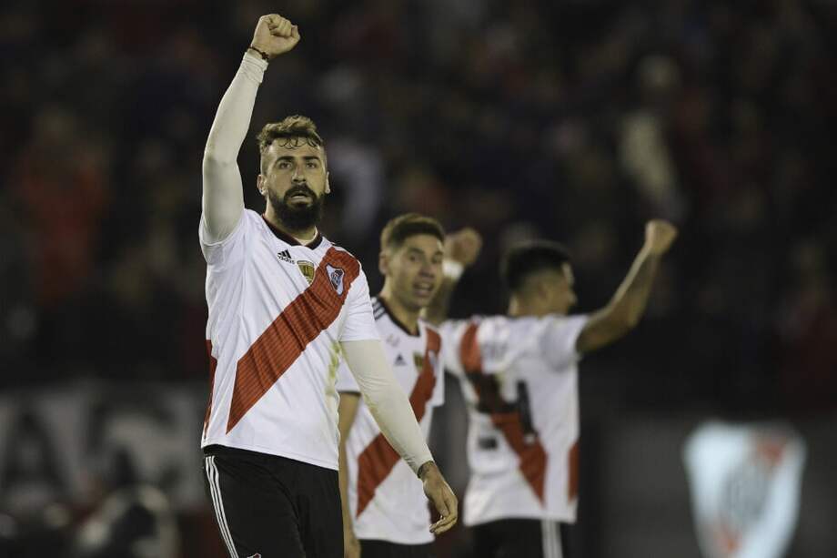 Lucas Pratto, delantero de River Plate, figura de la final de la Recopa Sudamericana 2019. / AFP