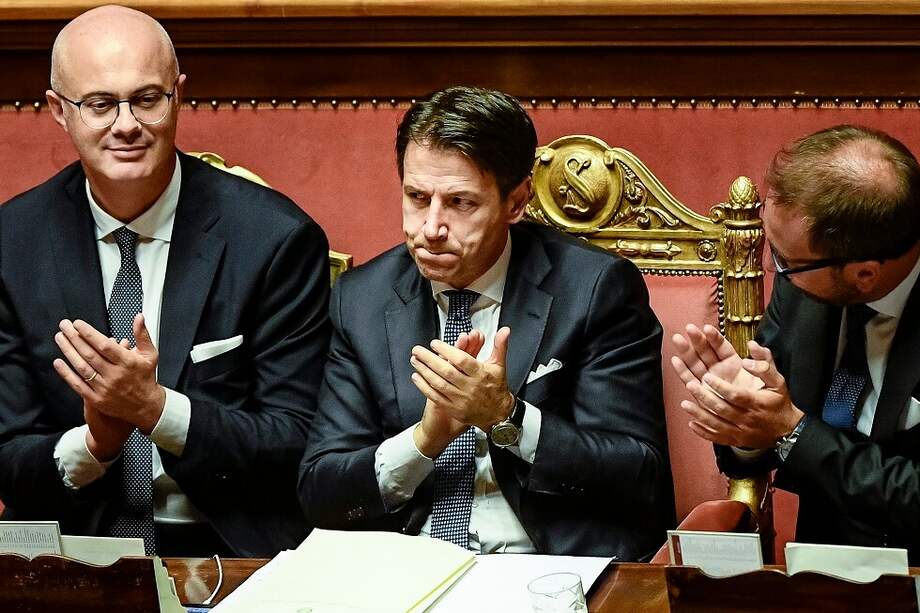Primer ministro italiano, Giuseppe Conte, tras el voto de confianza del Senado para la nueva coalición de gobierno. / AFP