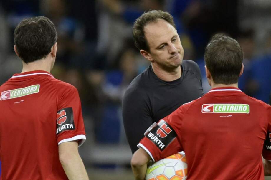 Rogerio Ceni en su último partido en Copa Libertadores atajó dos penales. Foto: AFP