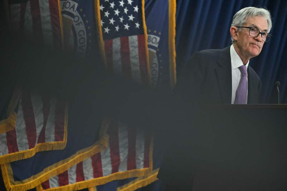 Jerome Powell, presidente de la Reserva Federal, durante una de las ruedas de prensa de tasas de interés. Imagen de referencia.