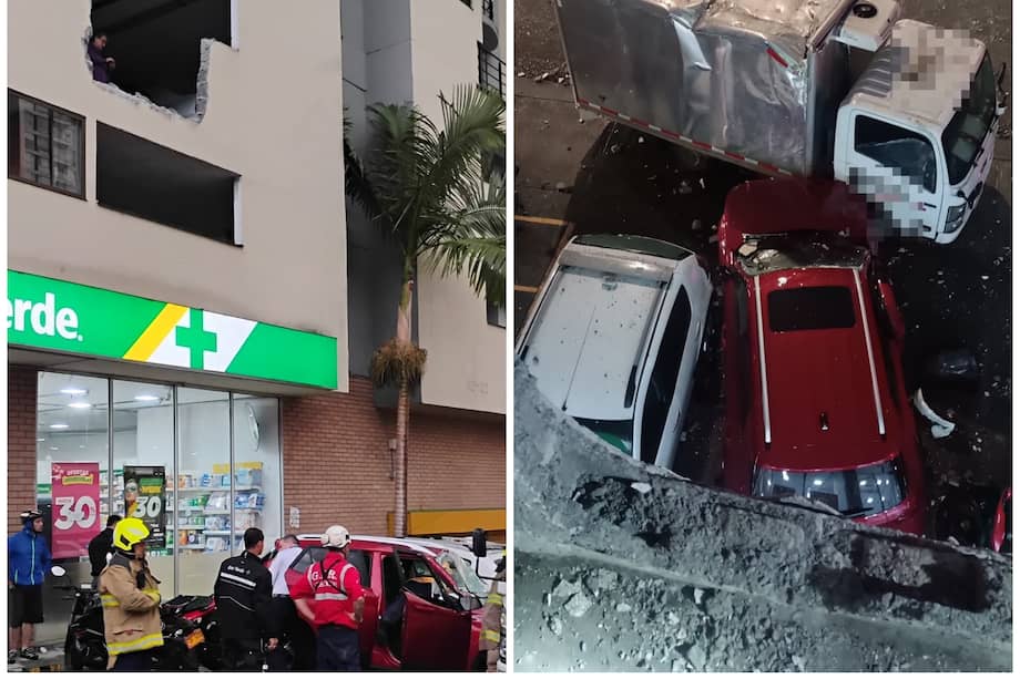 El carro cayó sobre un camión que estaba parqueado en el lugar.