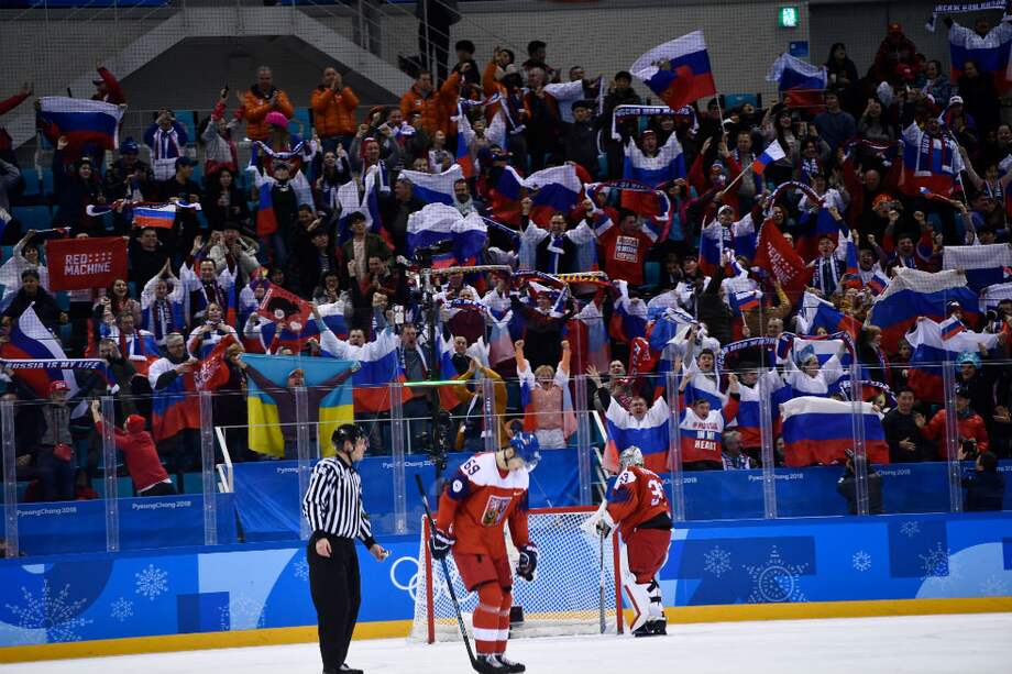 El equipo ruso de hockey en las últimas justas en Corea del Sur. / AFP
