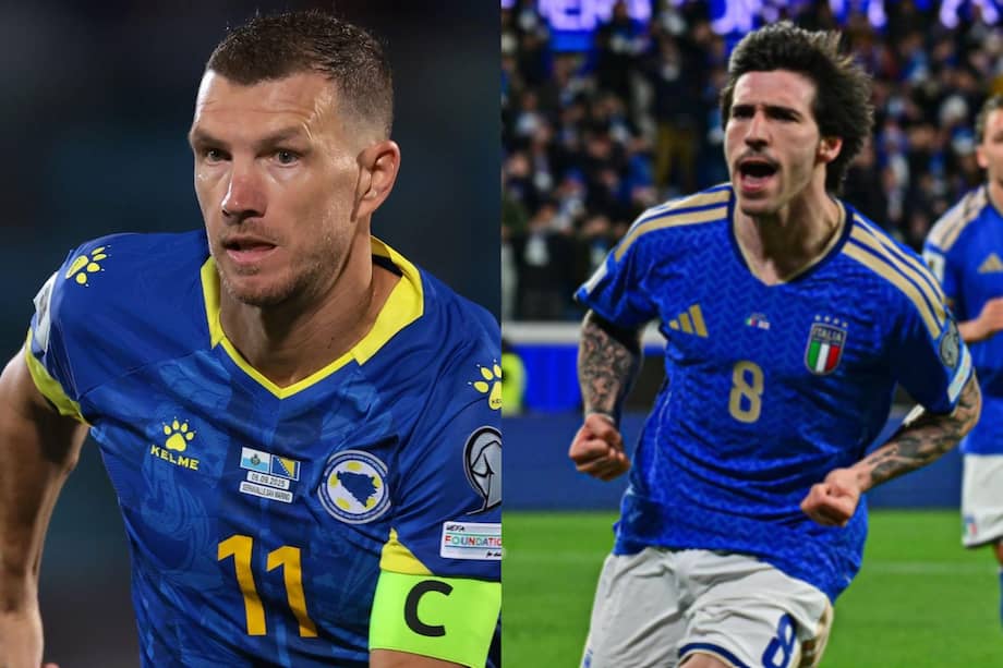 Edin Džeko y Sandro Tonalli, figuras de Bosnia e Italia, respectivamente.
