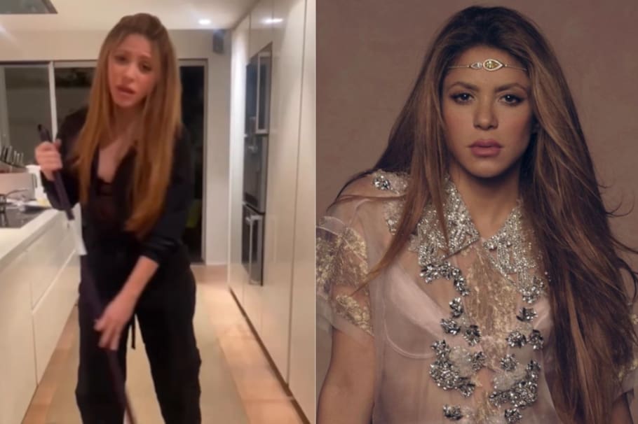 Con un jocoso video trapeando el piso, Shakira aparece cantando una curiosa canción en el día de San Valentín.