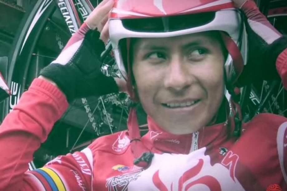 Nairo Quintana durante el entrenamiento en el velódromo de Duitama. Foto: Señal Deportes