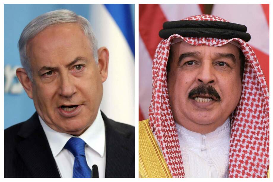 Benjamin Netanyahu junto al rey de Bahrein Hamad bin Isa Al Khalifa.