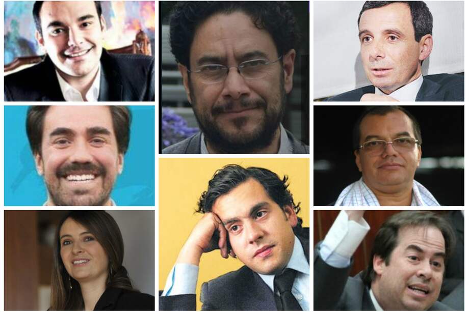 Izquierda. Horacio José Serpa, Gabriel Santos y Paloma Valencia. / Centro. Iván Cepeda y Rodrigo Lara. / Derecha. Miguel Gómez, Bayron Yepes y Andrés Cristo.