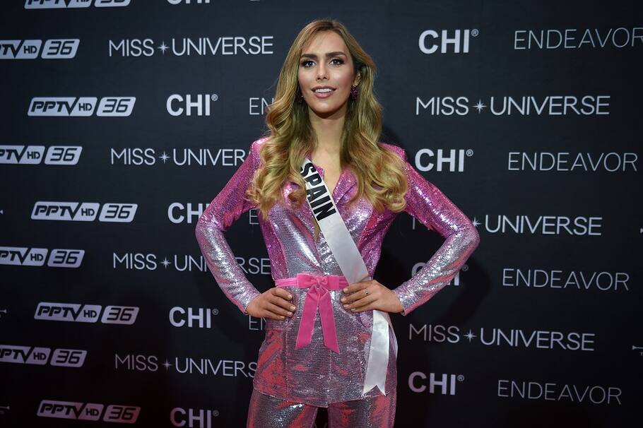 Angela Ponce of Spain poses during an interview with journalists at a media event of 2018 Miss Universe pageant in Bangkok on December 14, 2018. - Angela is the first transgender contestant in the Miss Universe pageant after she was crowned Miss Universe Spain for 2018. (Photo by Lillian SUWANRUMPHA / AFP)