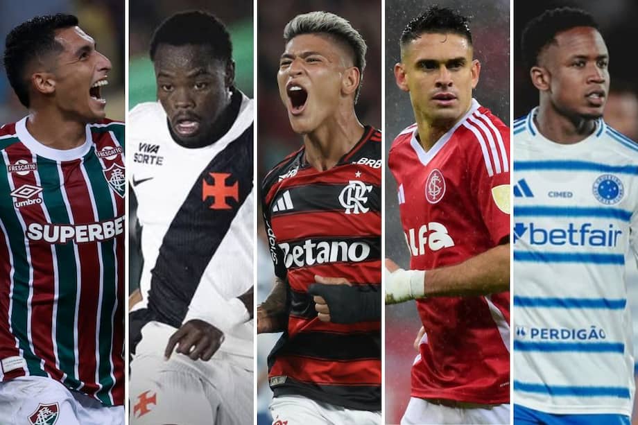 De izq. a der.: Kevin Serna, Andrés Gómez, Jorge Carrascal, Rafael Santos Borré y Luis Sinisterra.