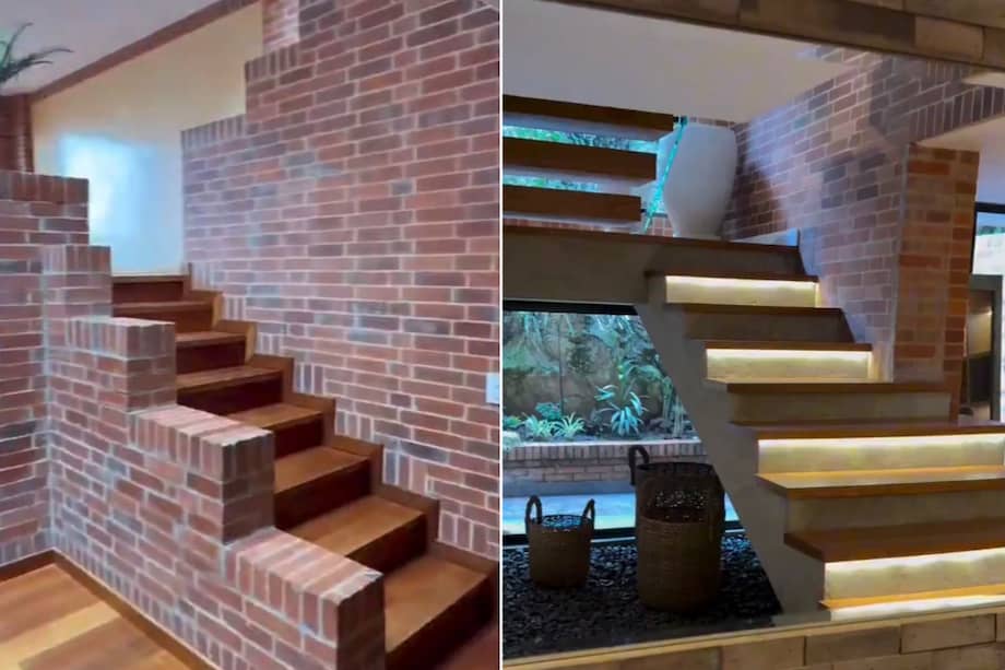 Antes y después de las escaleras diseñadas por Rogelio Salmona, que fueron demolidas durante la remodelación del apartamento.