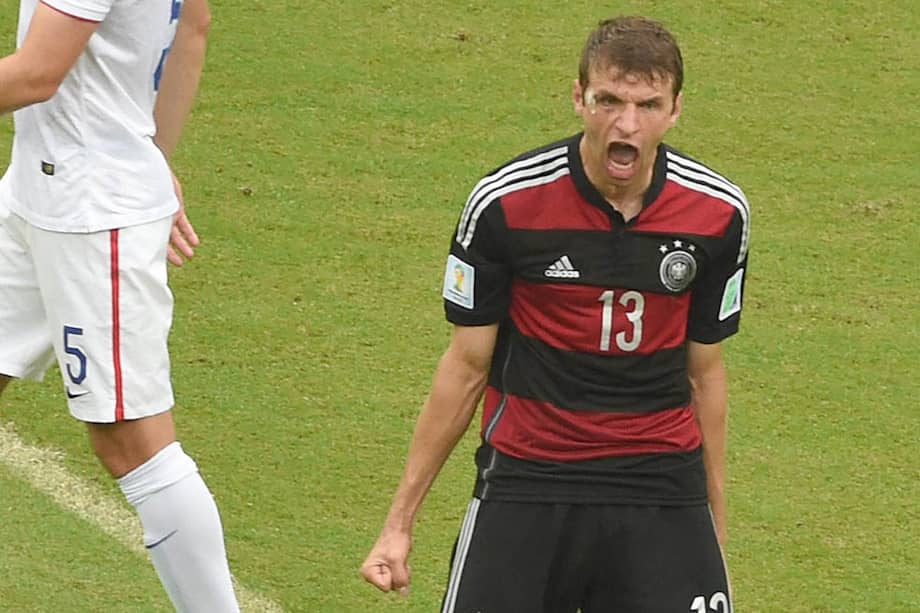 El alemán Thomas Müller celebra el único gol de partido. En su cuenta personal ya suma cuatro. / EFE