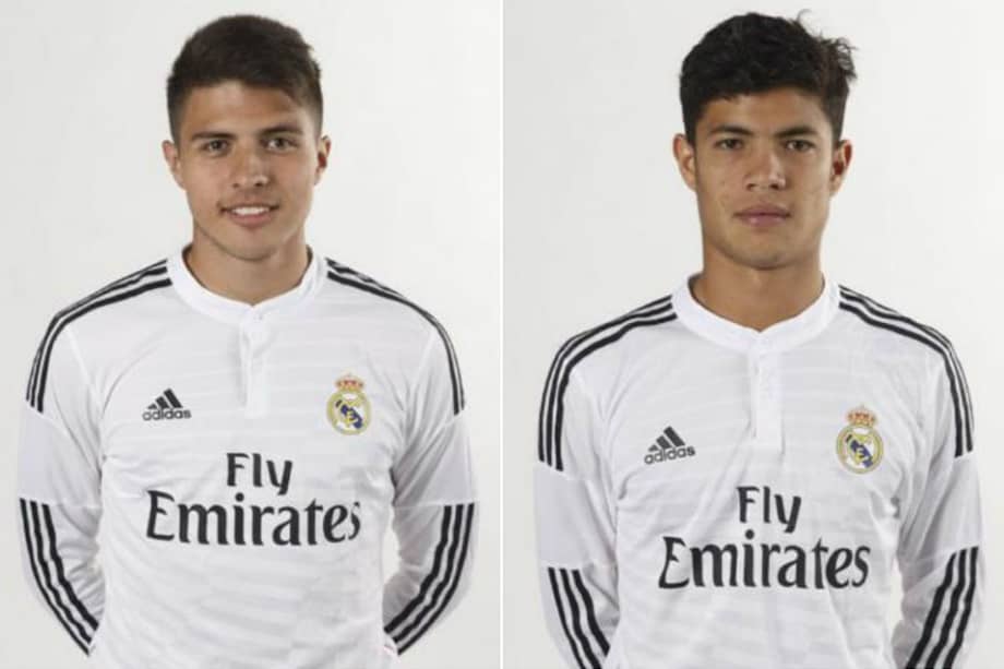 Juan José Narváez (izquierda, delantero) y Rubén Darío González (derecha, lateral izquierdo), son la cuota colombiana en las juveniles del Real Madrid. //AFP