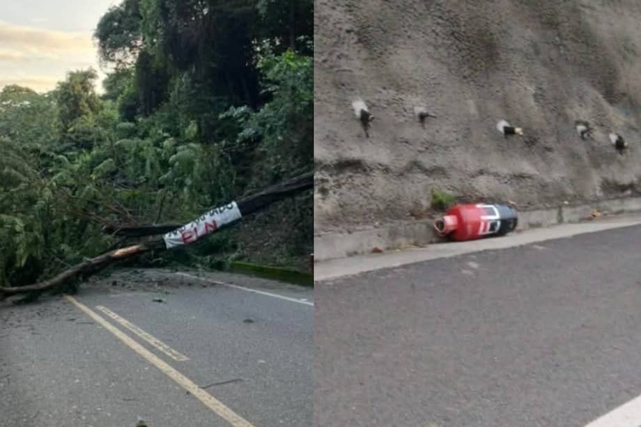 Algunas vías del país amanecier9on con cilindros y banderas con logos del ELN. El Ejército despejó las autopistas.