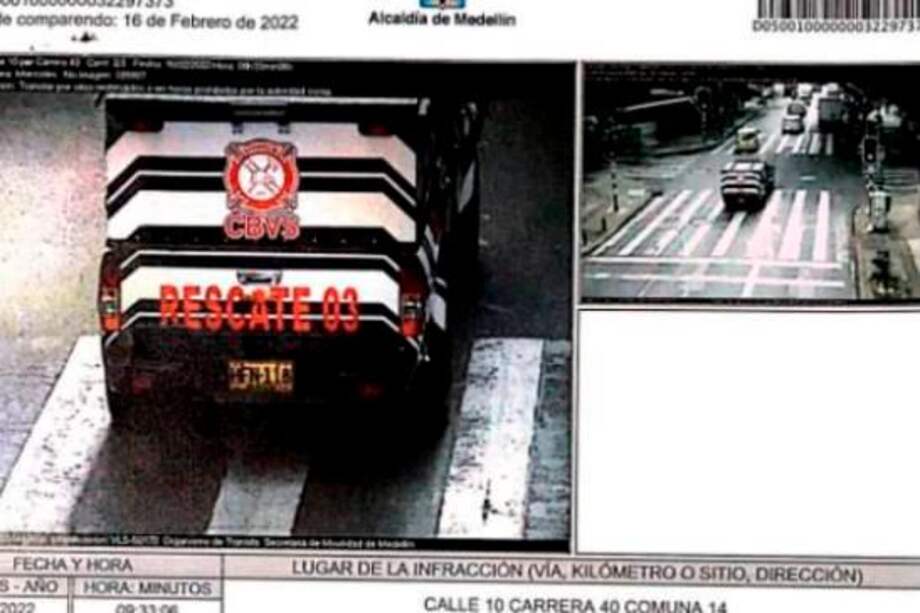 El cuerpo de Bomberos de Sabaneta hizo la denuncia pública, luego de que la Secretaría de Movilidad les negó la posibilidad de retirar la multa.