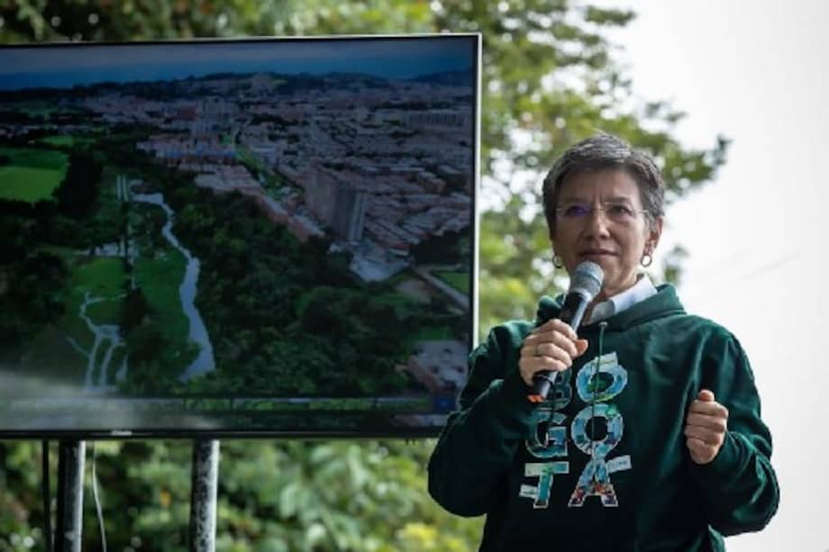 Claudia López durante la rendición de cuentas de la reserva Thomas van der Hammen