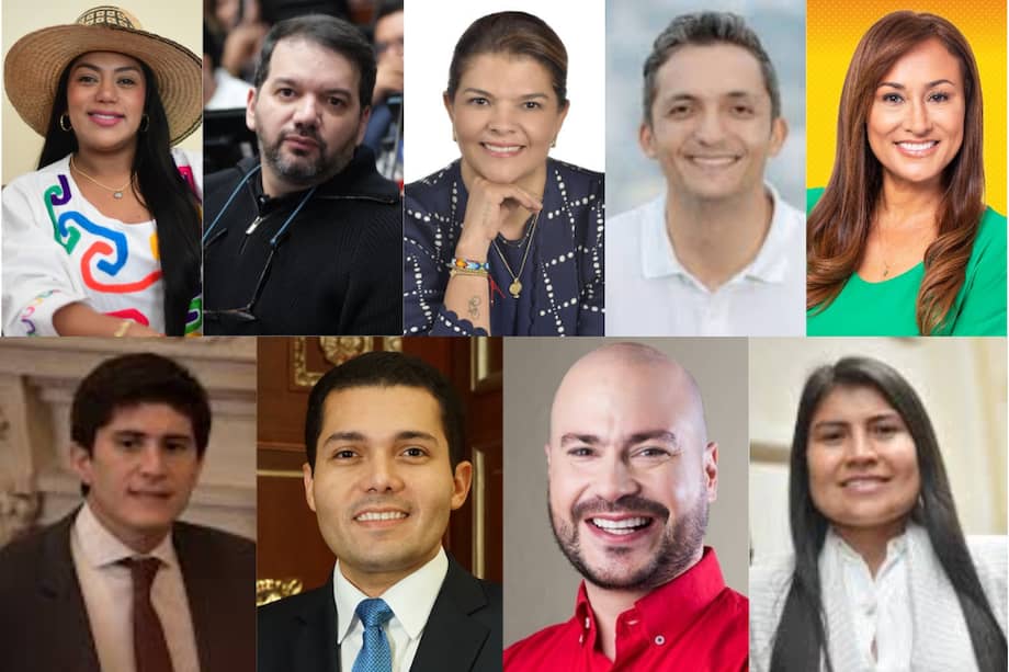 Arriba: senadores Martha Peralta, Julio Elías Chagüi, Liliana Bitar, Juan Pablo Gallo y Berenice Bedoya. Abajo: representantes Wadith Manzur, Juan Loreto Gómez, Julián Peinado y Karen Manrique.
