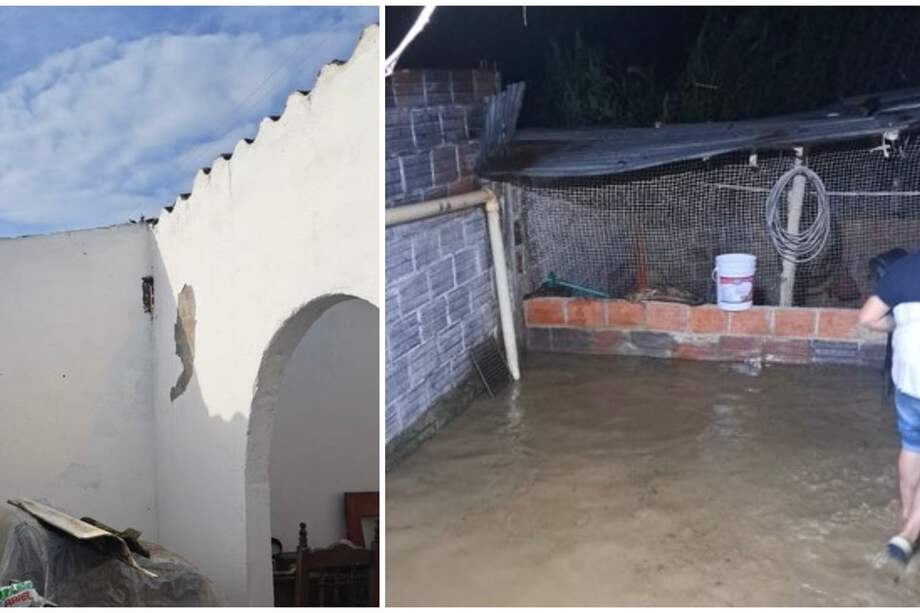 Las fuertes lluvias dejaron viviendas destechadas, calles bloqueadas y daños en cultivos y una escuela en Onzaga, Santander.