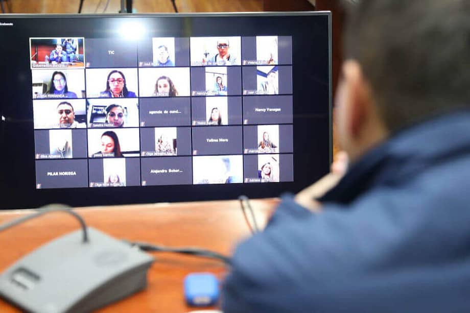 Nicolás García, gobernador de Cundinamarca, en el Consejo de Gobierno virtual. / Tomada de Twitter: @nicolasgarciab