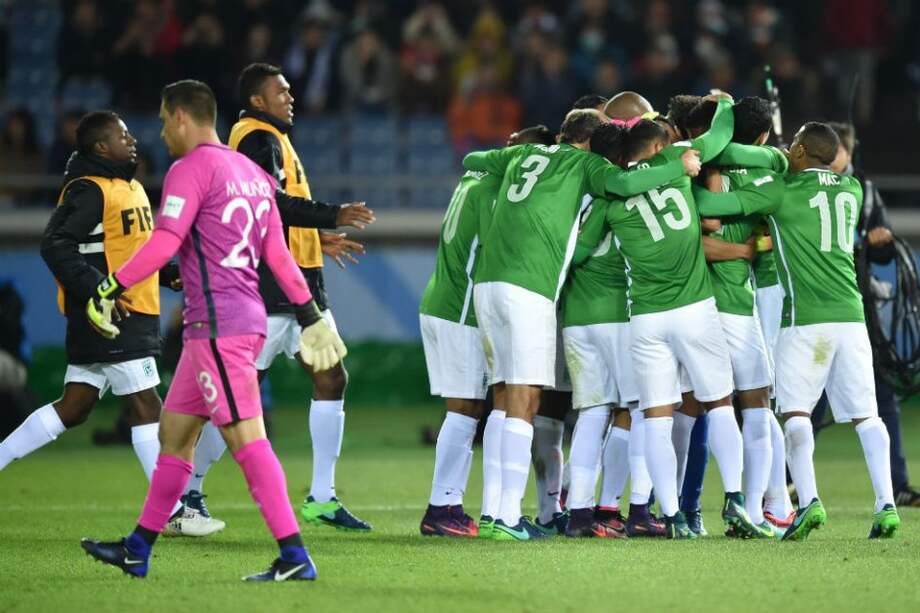 Los jugadores de Atlético Nacional celebran la victoria ante América de México. Foto: AFP