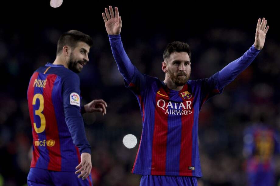 Messi celebra su gol con el Barcelona. Foto: AFP