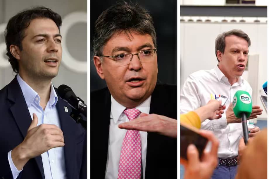 De izquierda a derecha: Daniel Quintero (Frente por la vida), Mauricio Cárdenas (Gran consulta por Colombia) y Leonardo Huerta (Consulta por las soluciones).