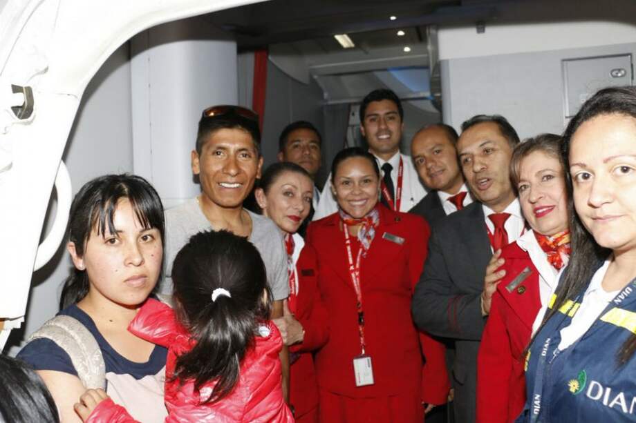 Nairo Quintana regresó a Colombia. Foto: Avianca
