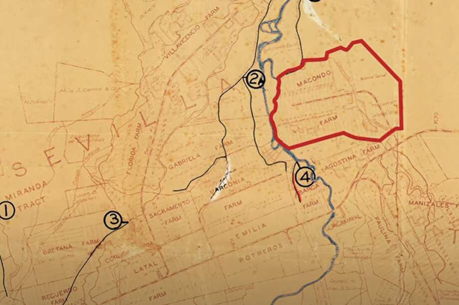 El mapa fue dibujado en 1928 por encargo de la United Fruit Company, y allí se ve la ubicación de una hacienda llamada Macondo. Fotos: capturas de pantalla.