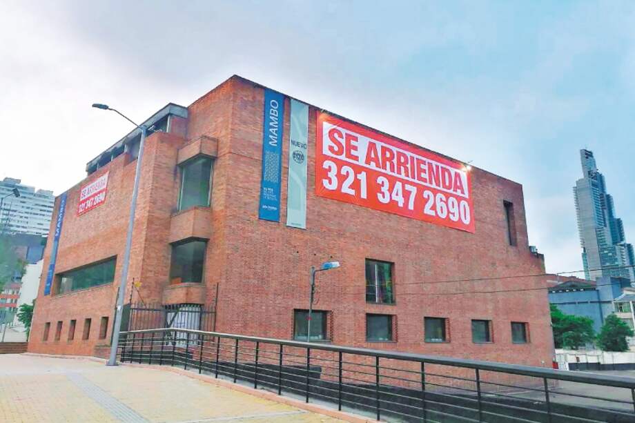 Imagen de la fachada del Museo de Arte Moderno de Bogotá con la campaña “Se arrienda”. / Cortesía Mambo