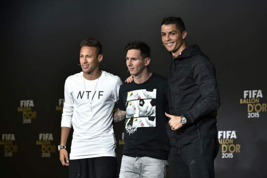 Neymar, Messi y Cristiano, los finalistas del Balón de Oro 2015. Foto: AFP