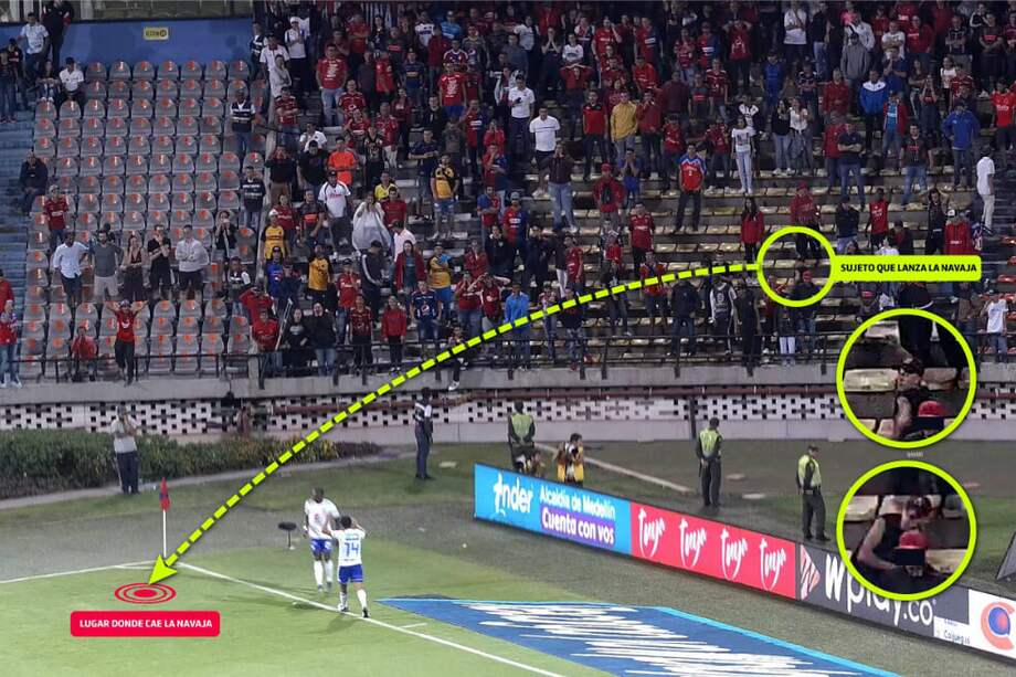 Recreación de la escena donde es lanzado el arma. / Alcaldía de Medellín