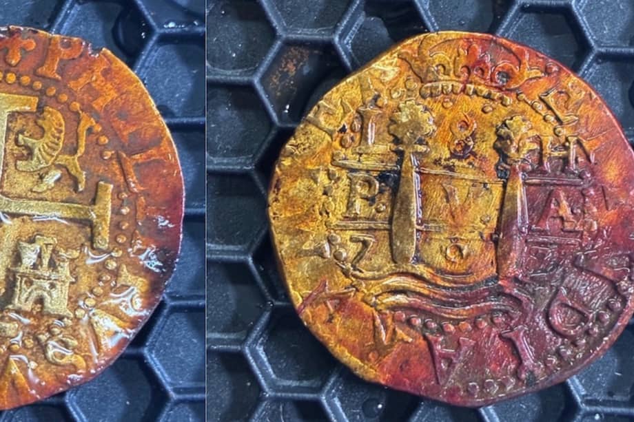 Macuquina acuñada en Lima de 1707, Rescatada del Galeón San José 2025.