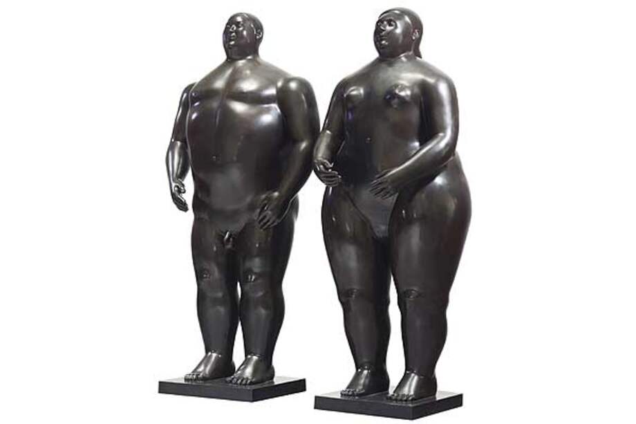La escultura Adán y Eva, de Botero, que se encontraba en el parque del condado inglés de Surrey. / Cortesía