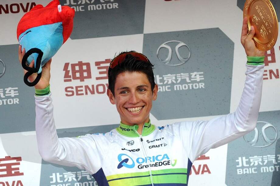 Esteban Chaves, pedalista colombiano del Orica Green Edge.//AFP