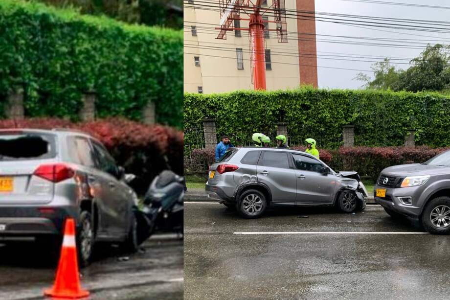 Vehículo en el que asesinaron a Ángel Enrique y Didier Julián Galindo Agudelo.