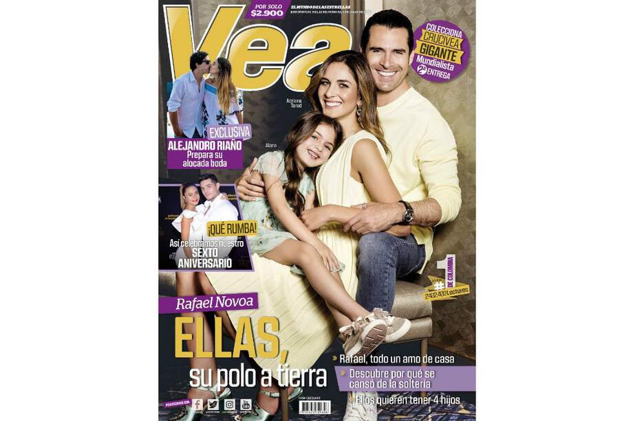 Rafael Novoa, Adriana Tarud y Alana son los protagonistas de la portada de la más reciente publicación de la Revista Vea. / Revista Vea