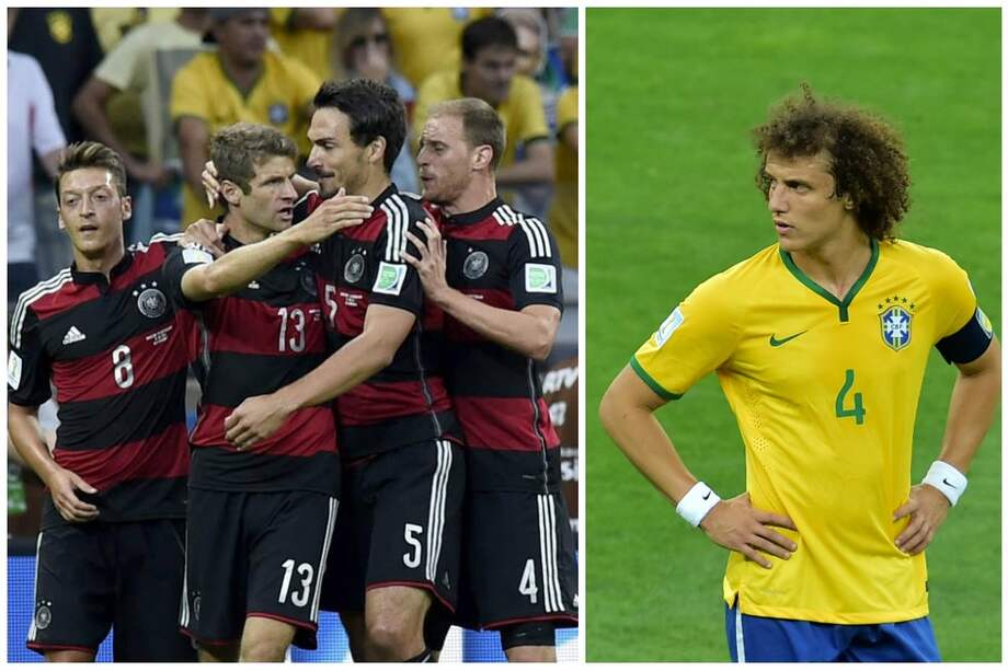 Los jugadores alemanes celebran su clasificación a la gran final del Mundial de Brasil. / EFE. David Luiz no lo puede creer. Su selección fue humillada.