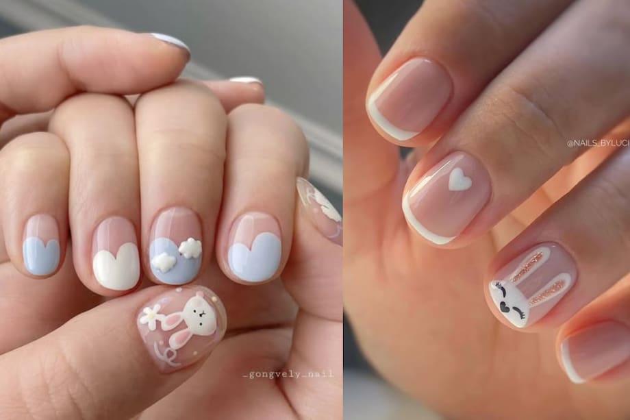 Estas uñas son las indicadas si ya tienes listo para tu hija el disfraz de conejita.