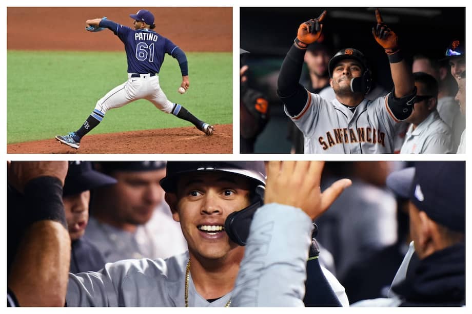 Luis Patiño de los Rays de Tampa, Dónovan Solano con los Gigantes de San Francisco y Gio Urshela en los Yankees de Nueva York. / Getty Images - @Yankees