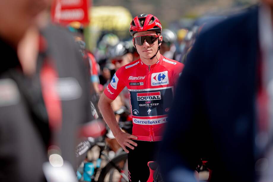 El líder de la general, Remco Evenepoel, del Soudal Quick Step.