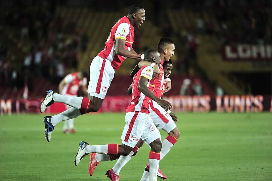 En condición de local, Independiente Santa Fe ha perdido dos partidos en la Liga Águila, ante Caldas y Cali. Acá celebran el primer gol ante Jaguares. / Óscar Pérez