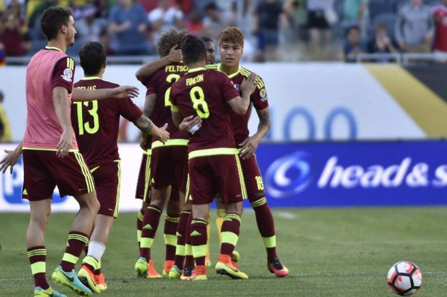 El gol de la selección venezolana lo convirtió el delantero Josef Martínez. / AFP