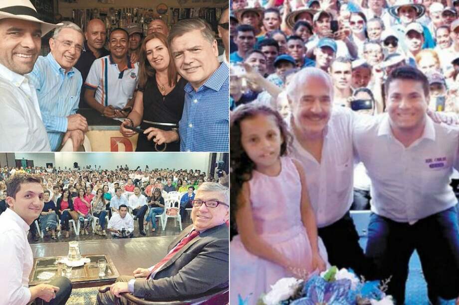 Andrés Pastrana con el respaldo del Partido Conservador apoyando la campaña de Óscar Barreto en el Tolima; Álvaro Uribe con sus candidatos en Antioquia, Andrés Guerra, y Medellín, Juan Carlos Vélez (der.); César Gaviria apoyando a su candidato a la Alcaldía de Pereira.