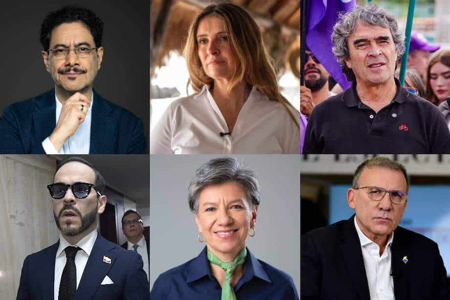 De izquierda a derecha: Iván Cepeda, Paloma Valencia, Sergio Fajardo, Abelardo De La Espriella, Claudia López y Roy Barreras.
