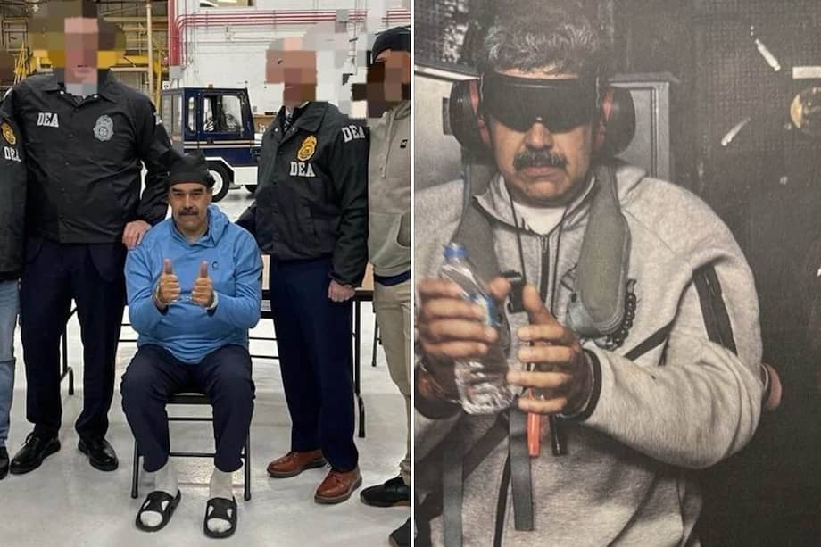 Fotografía que muestra al presidente de Venezuela, Nicolás Maduro (c), escoltado por agentes de la Administración para el Control de Drogas. (Estados Unidos).